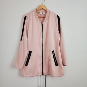 Chicos Zenergy Jacket Large Pink Satin Crepe Relaxed Sporty Athleisure Casual